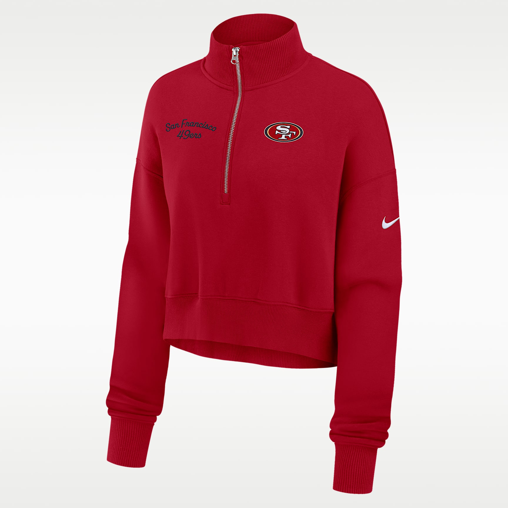San Francisco 49ers Phoenix Women's Nike NFL Cropped 1/4-Zip Crew